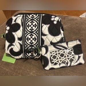 NWT Vera Bradley Medium Cosmetic Bag and Zip ID Case—-Day & Night